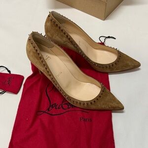 Christian Louboutin Tan Studded Heels